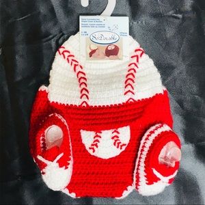 SODORABLE BOY 0-6 MONTH HAND CROCHETED FOOTBALL
